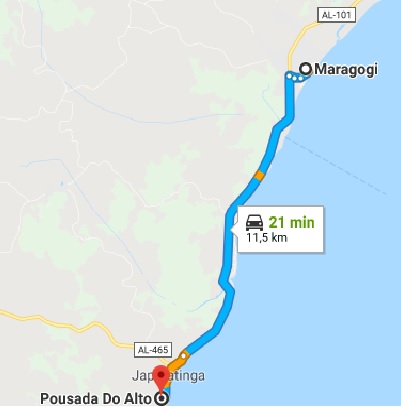 caminho para a pousada do alto saindo de maragogi